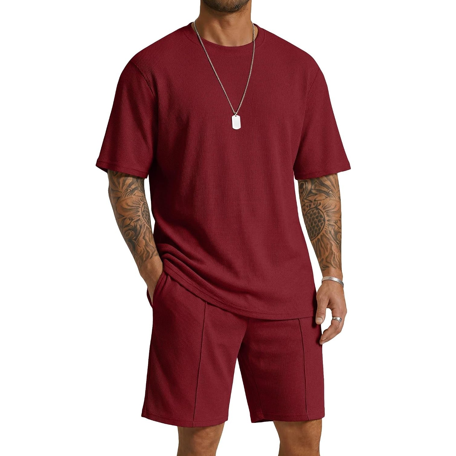Casual Summer Shorts And Short Sleeve Tshirt Set For Men