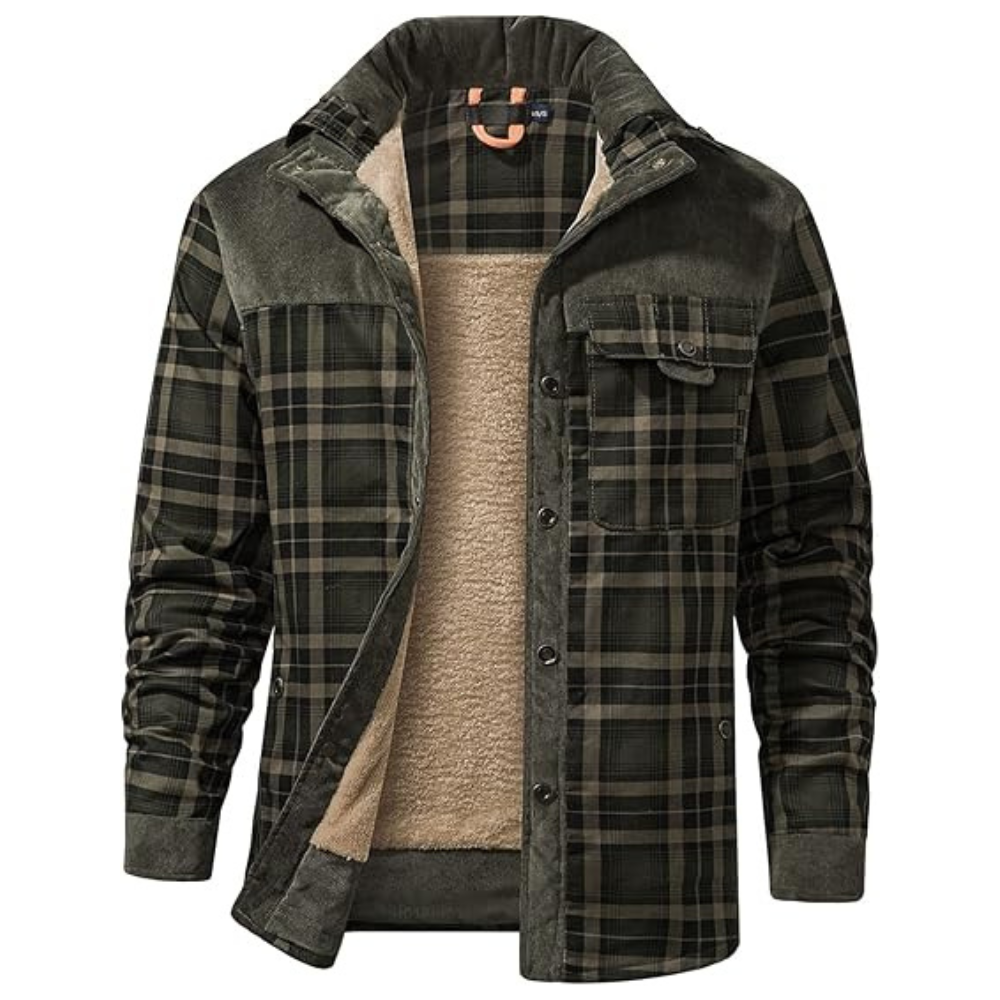Flannel Plaid Lined Patterned Hooded Jacket