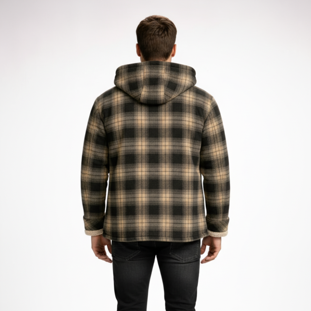 [Copy]Men's Long Sleeve Quilted Lined Flannel Shirt Jacket with Hood