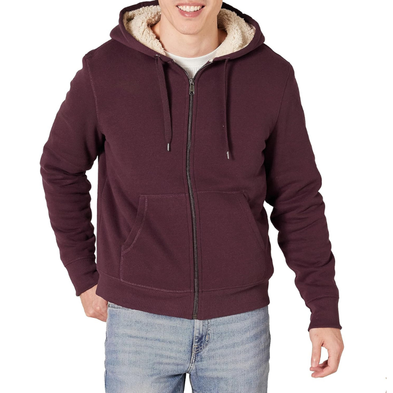 Hoodie For Men, Sherpa-Lined Full-Zip Fleece Sweatshirt