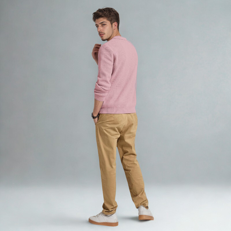 Textured V Style Long Sleeve Pullover