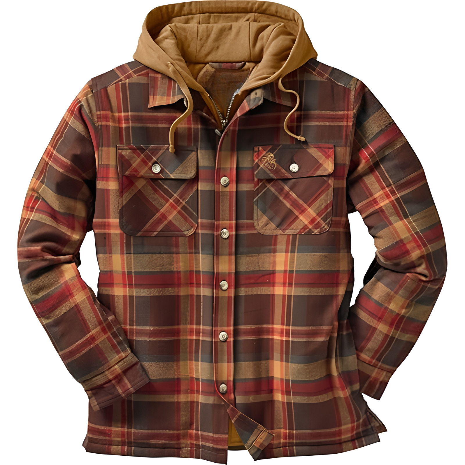 Insulated Plaid Winter Jacket For Men
