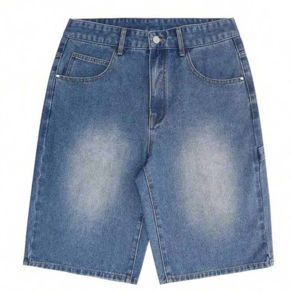 Loose Wide Denim Bermuda Shorts For Men