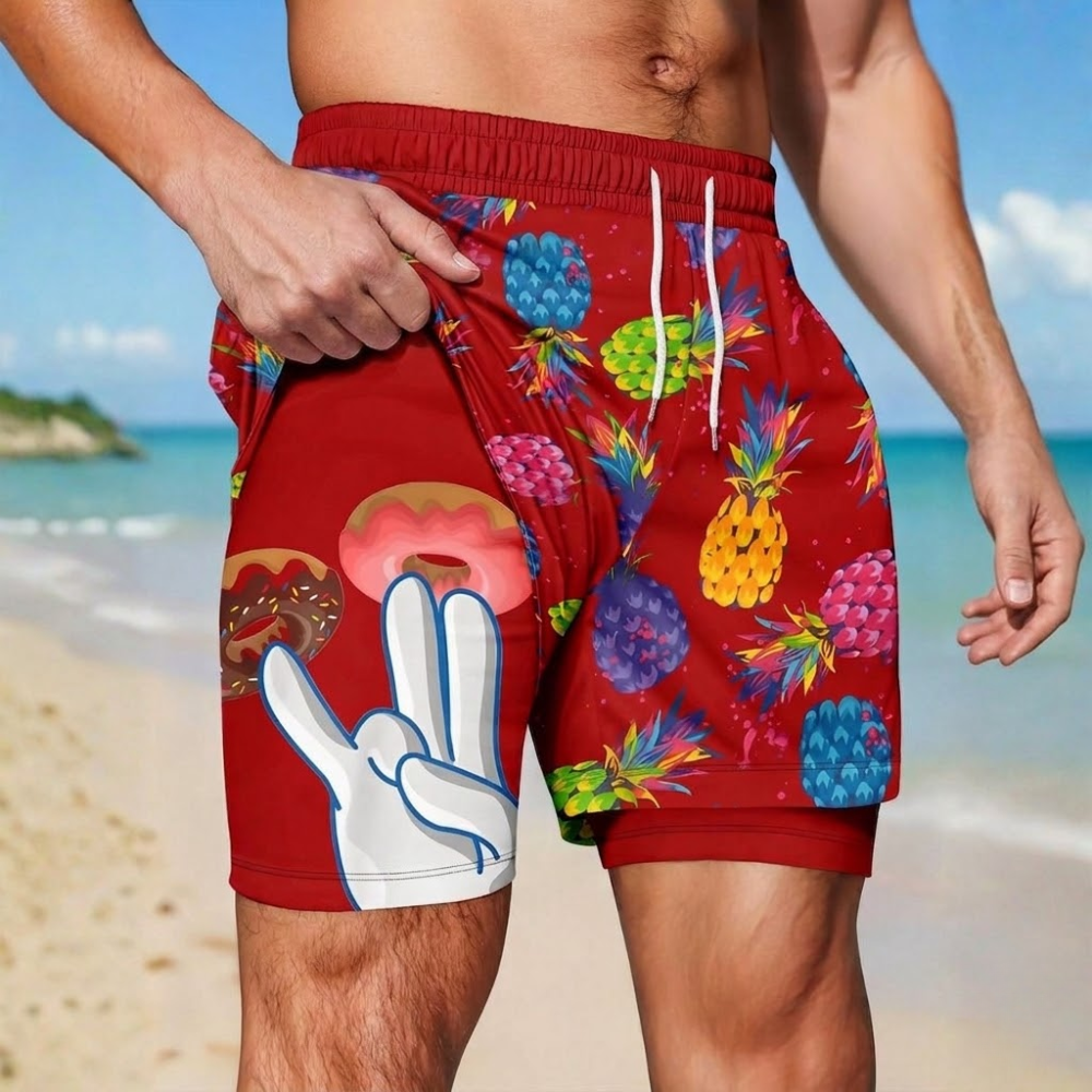 Soft Double Layer Quick Dry Beach Shorts For Men
