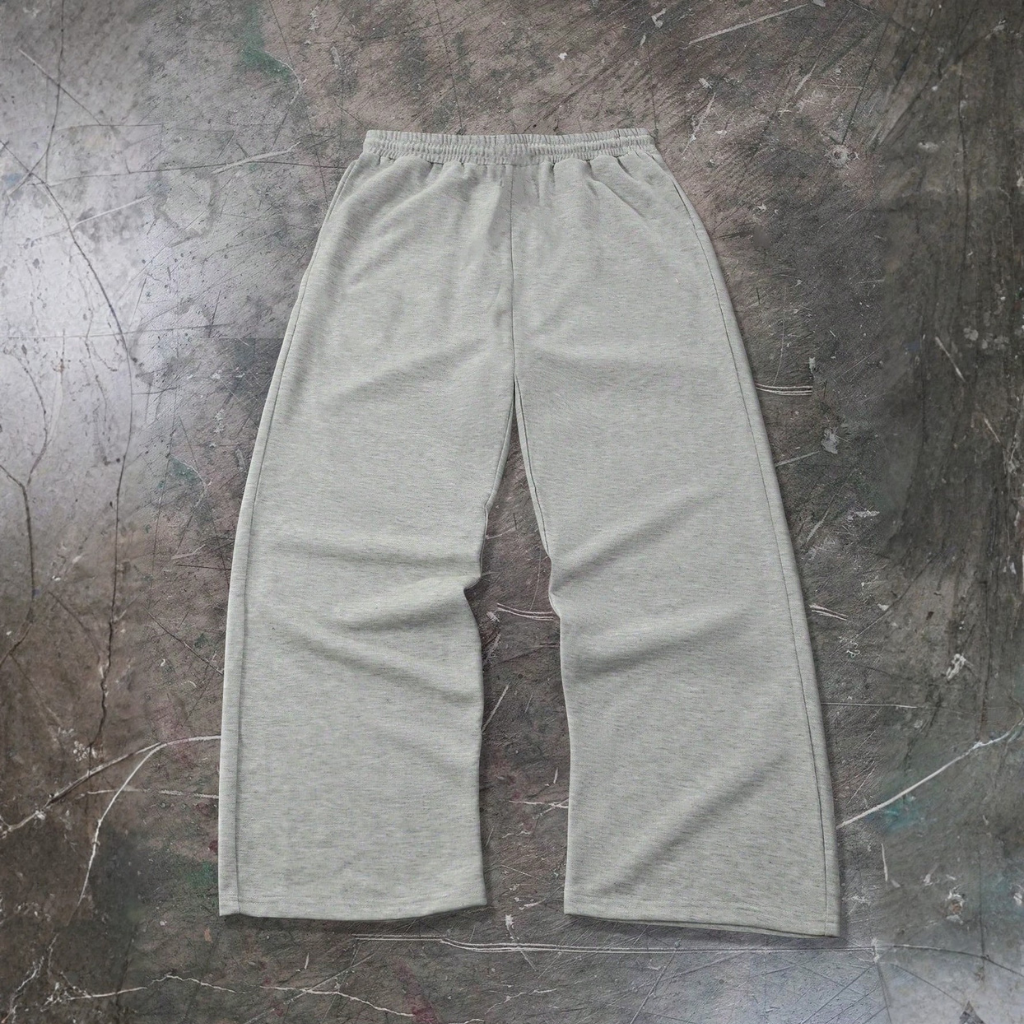 Solid Color Loose Fit Cotton Blend Straight Sweatpants
