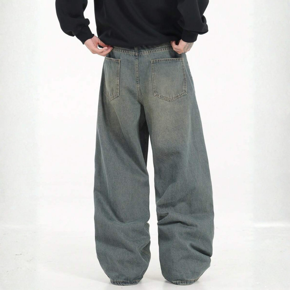 Loose Washed Denim Casual Baggy Wide Jeans