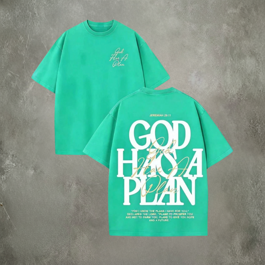 God Has A Plan Graphic Tee Double Sided Print Washed T Shirt