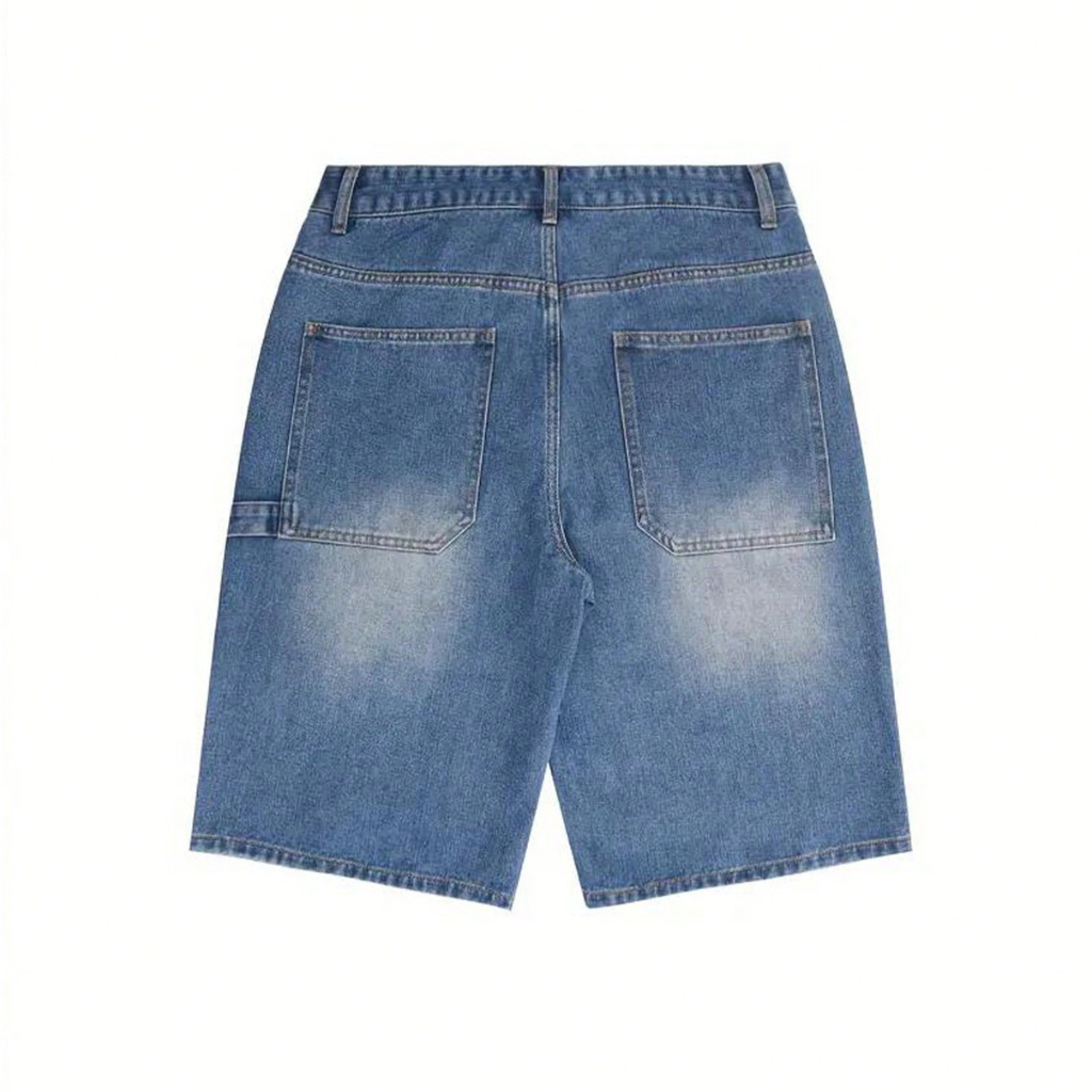 Emo Style Loose Fit Denim Bermuda Shorts For Men