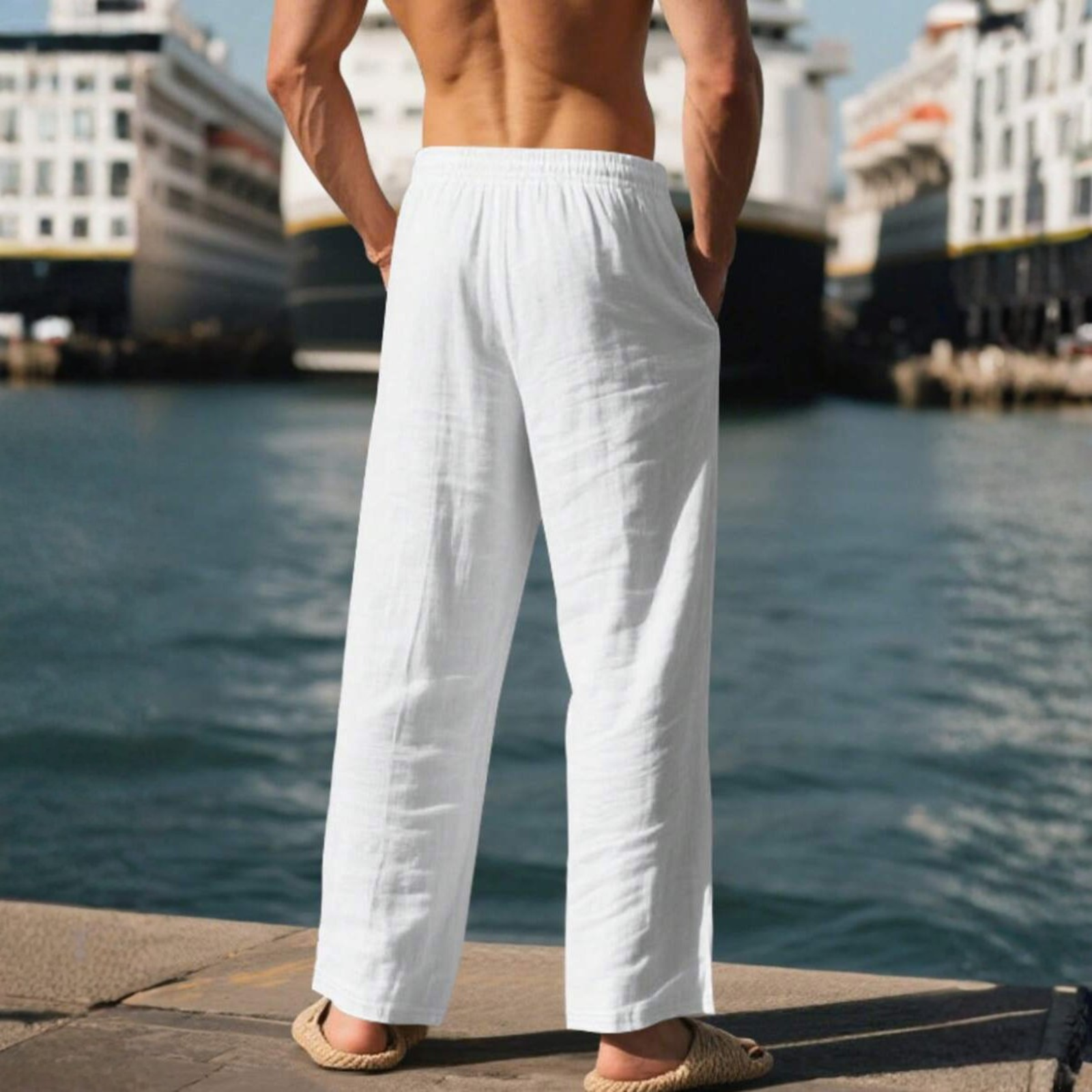 Loose Drawstring Sports Pants With Pockets For Men