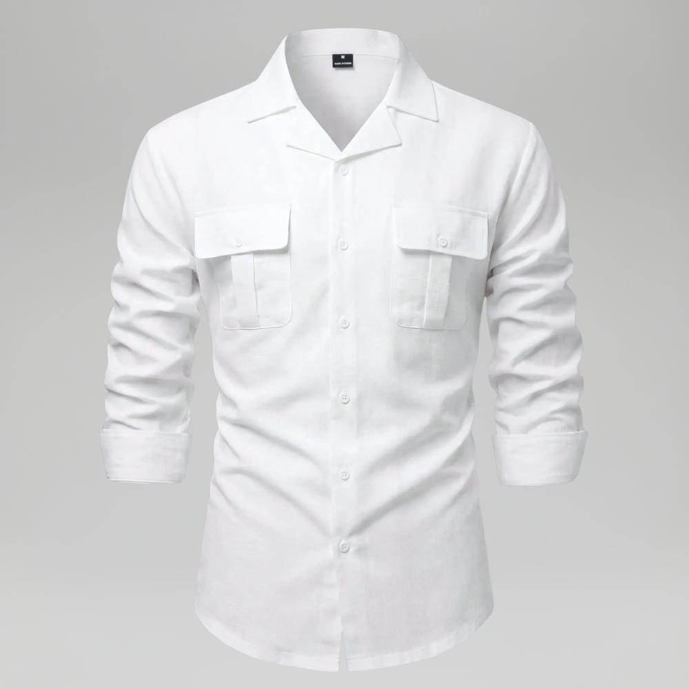 Linen Blend Long Sleeve Button Up Shirt For Men