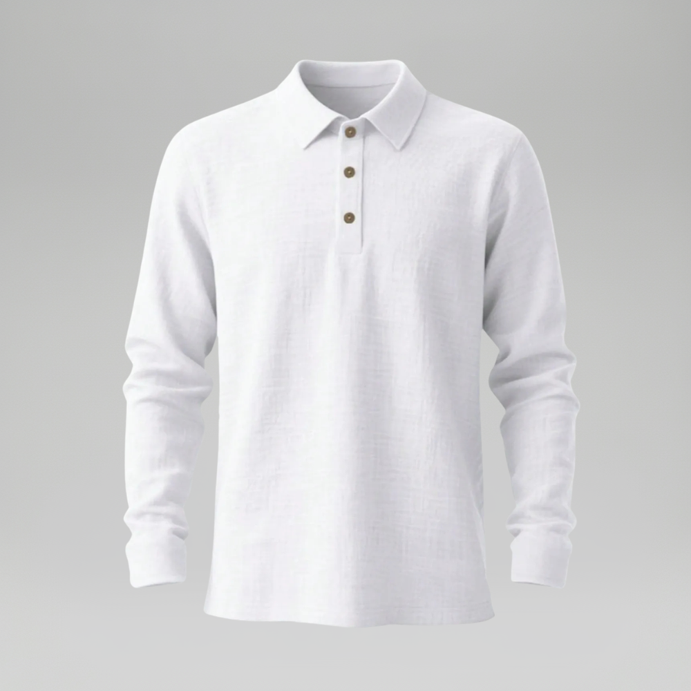 Lightweight Loose Fit Half Placket Long Sleeve Polo Shirt For Men