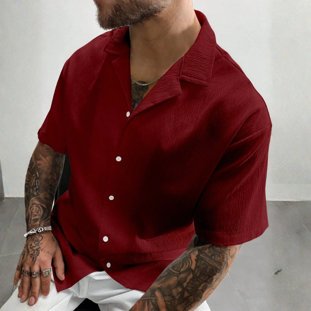 Retro Style Linen Short Sleeve Casual Beach Shirt For Men