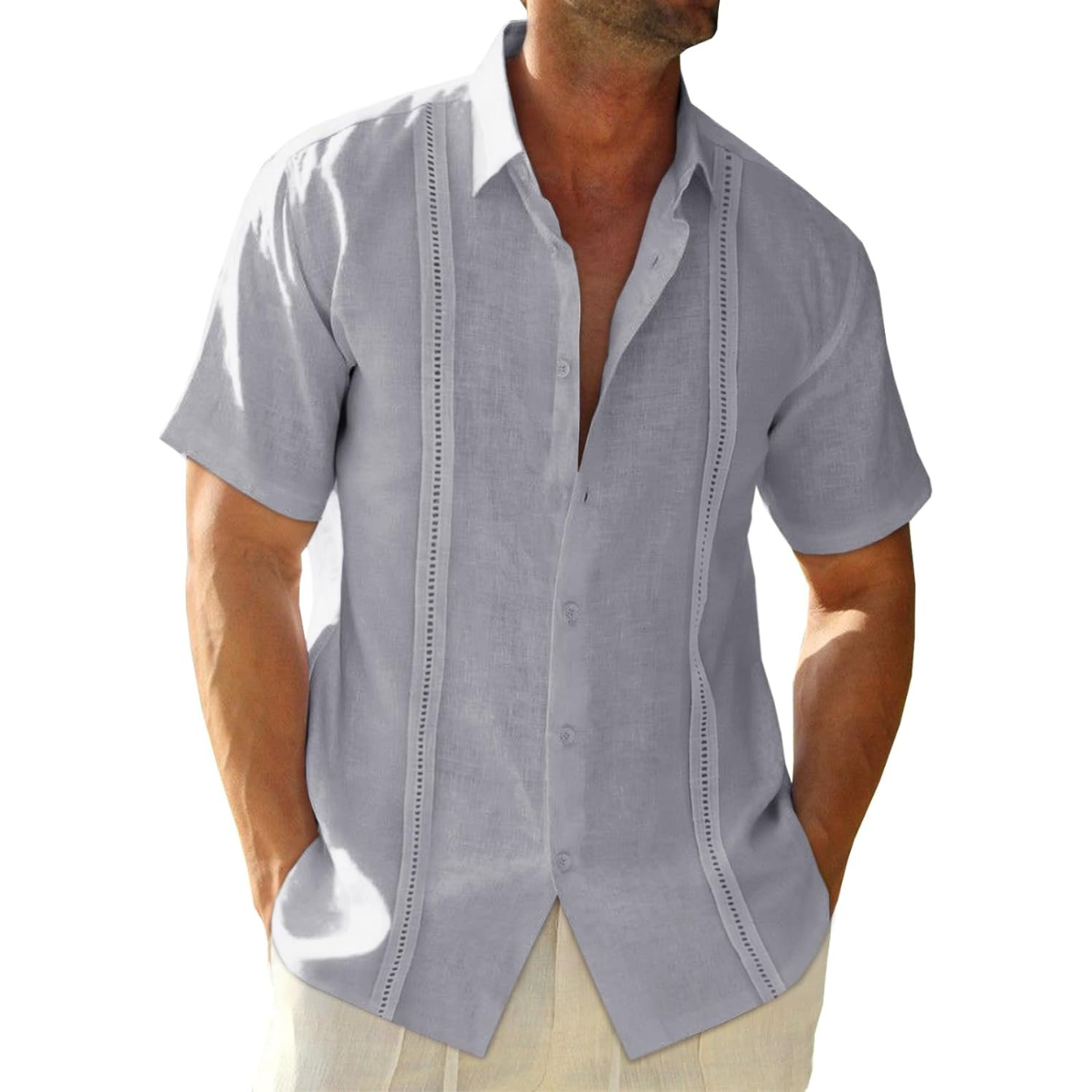 Casual Cuban Guayabera Short Sleeve Shirt For Men