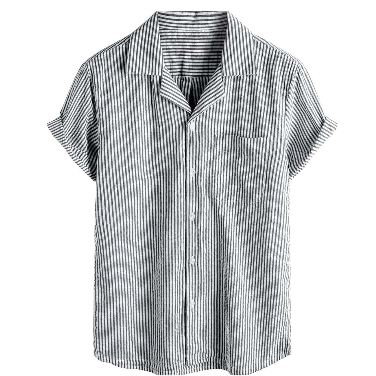 Striped Short Sleeve Button Down Shirt For Men