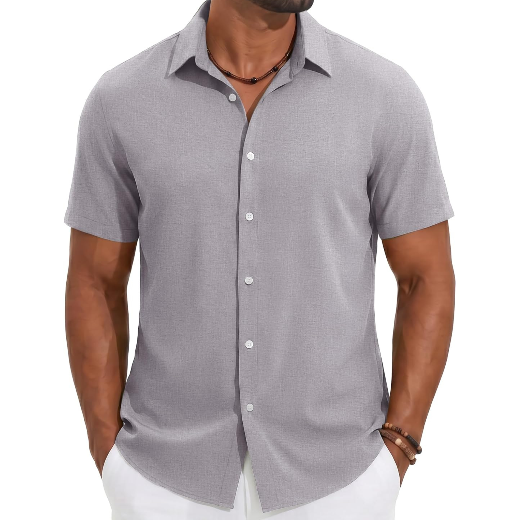Casual Lightweight Linen Beach Button Down Summer Shirt