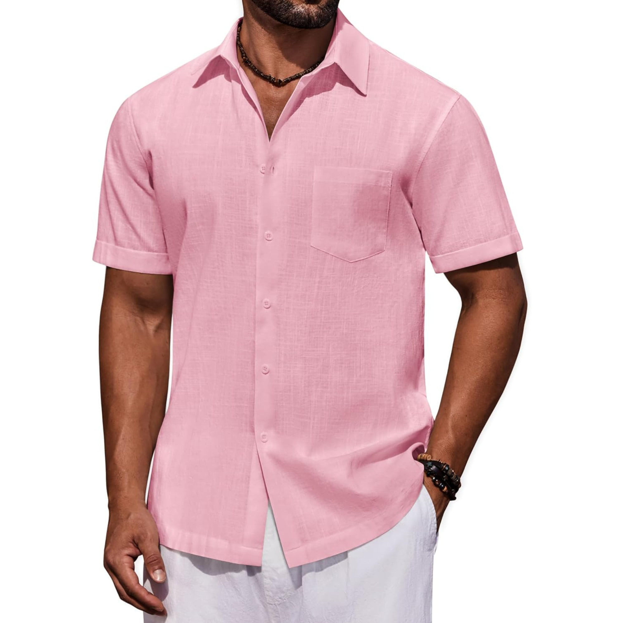 Casual Cotton Linen Summer Beach Button Shirts