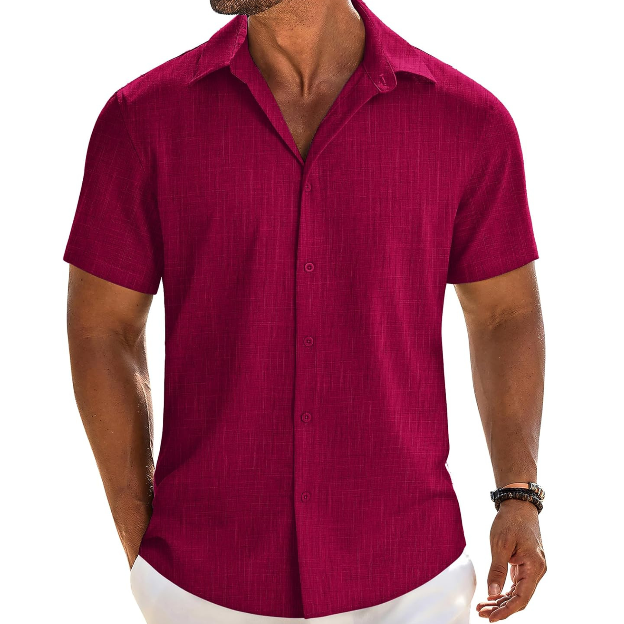 Casual Button Down Linen Summer Beach Shirt