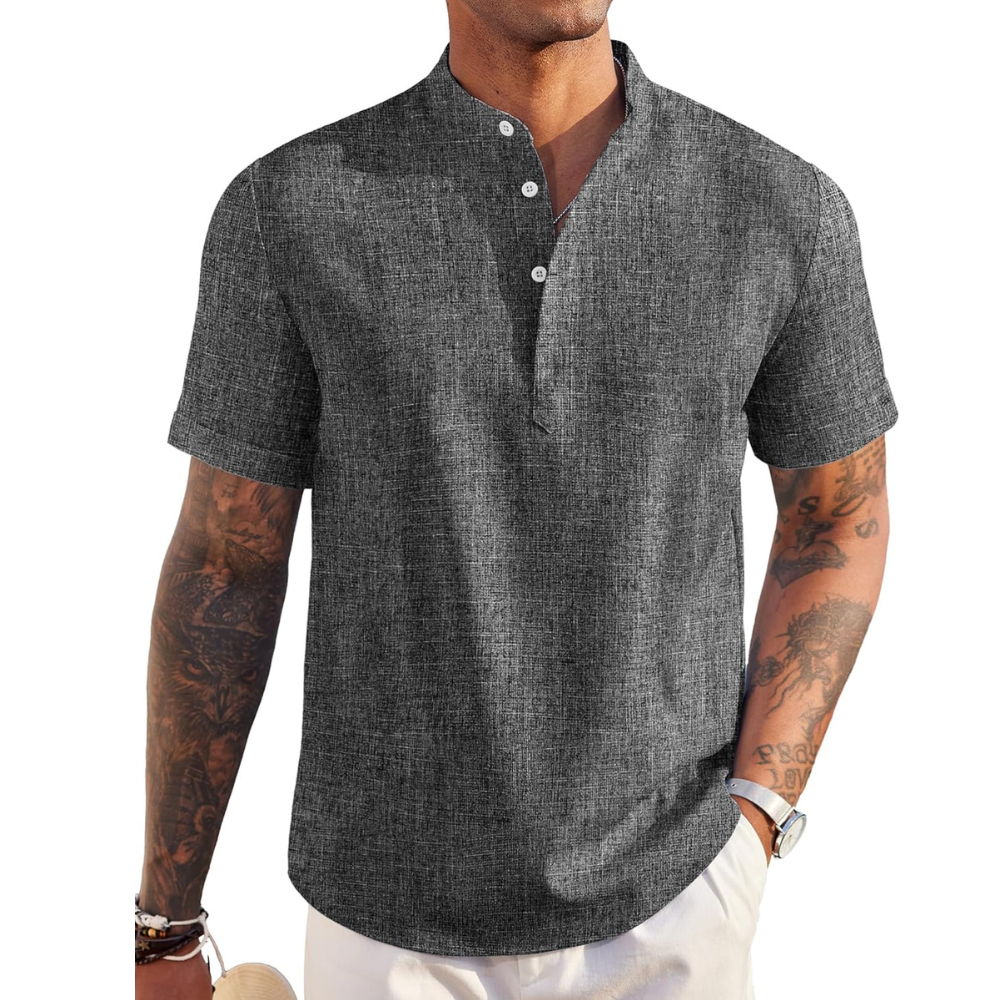 Linen Henley Shirt Casual Summer Beach T Shirts