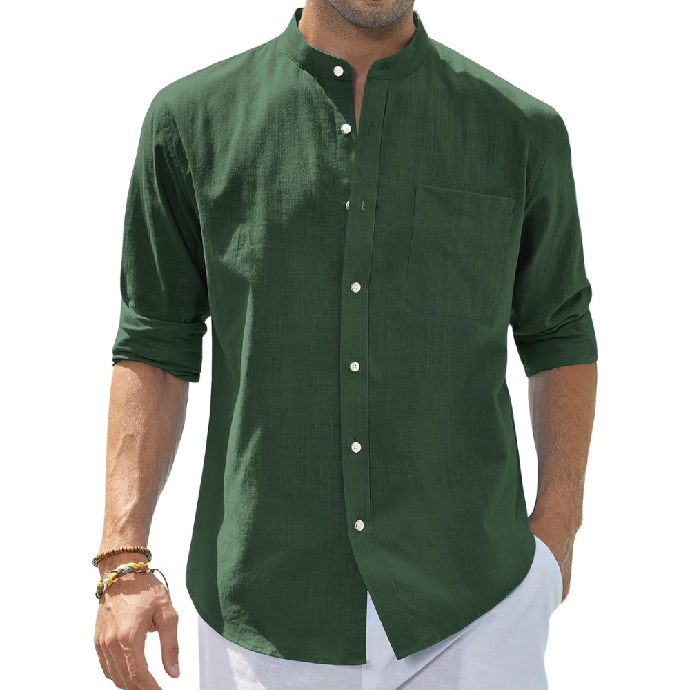 Casual Button Down Linen Shirt for Men