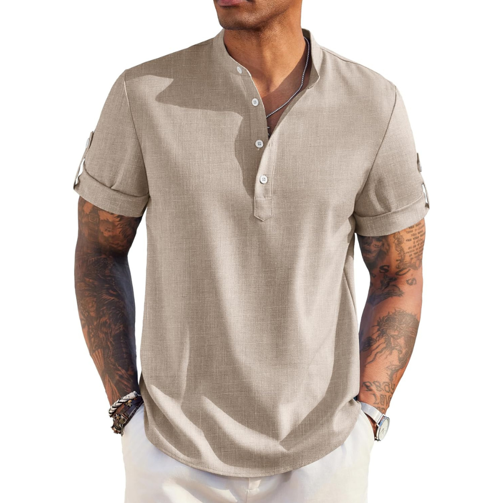 Casual Linen Henley Beach Hippie Summer Shirt