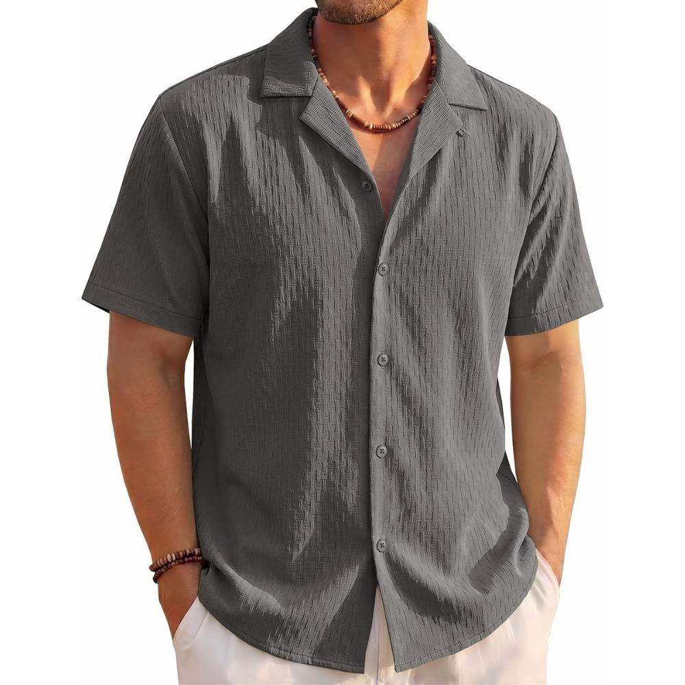 Lightweight Textured Beach Shirt For Summer