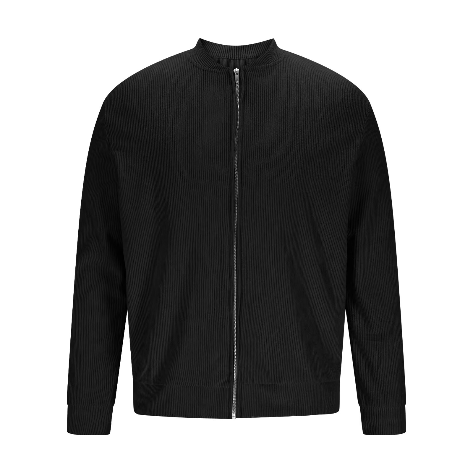 Casual Ribbed Zip Cotton Bomber Jacket for Men