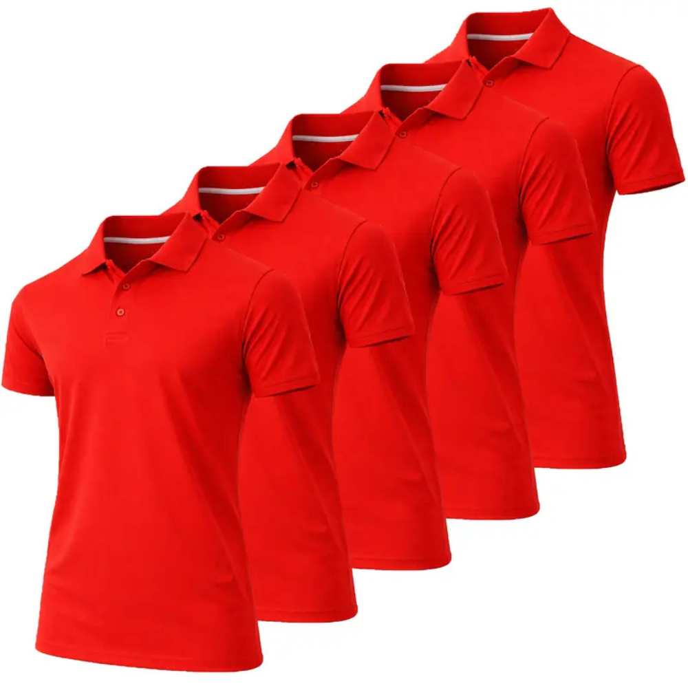 Pack Of 5 Moisture Wicking Polo Collar Shirts