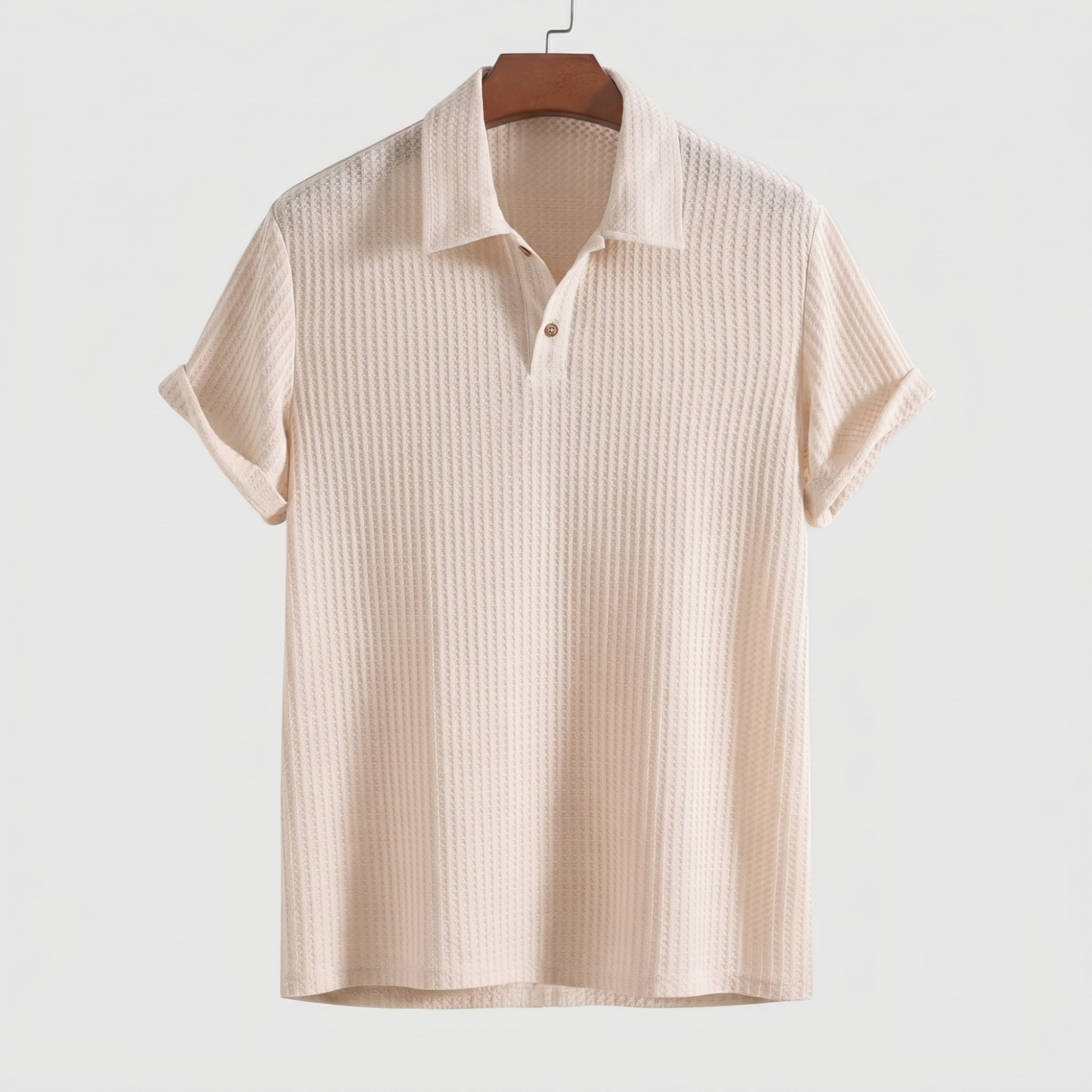 Plain Jacquard Knit Polo Shirt Regular Fit