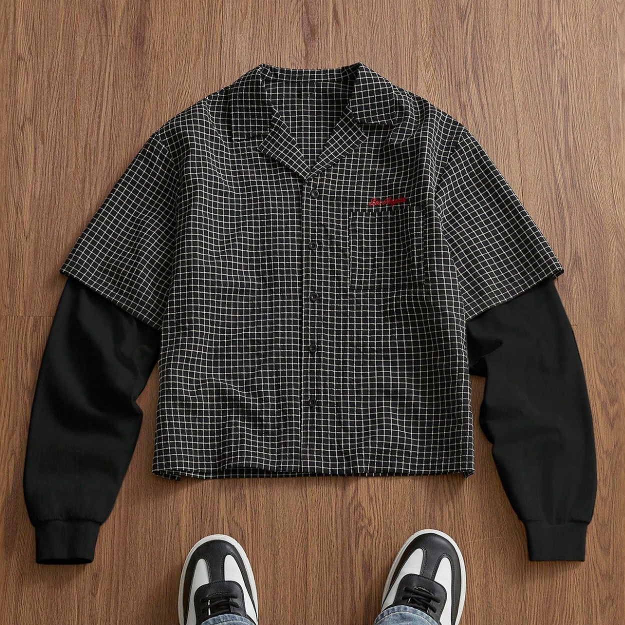 Casual Plaid Patchwork Button Up Shirt For Men