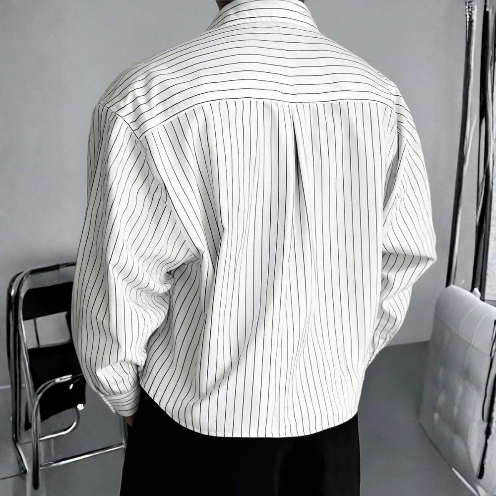 Vertical Striped Long Sleeve Casual Shirt For Men