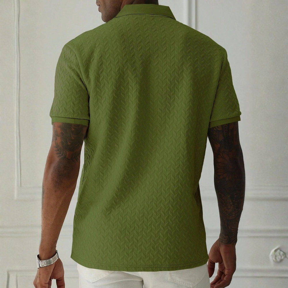 Textured Short Sleeve Polo Shirt For Men