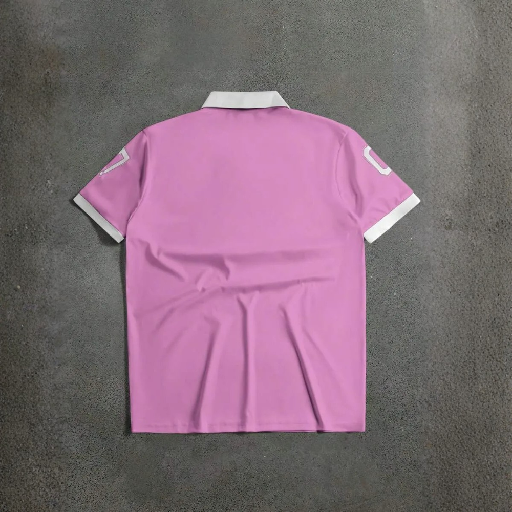 Letter Printed Front Buttoned Short Sleeve Polo Shirt