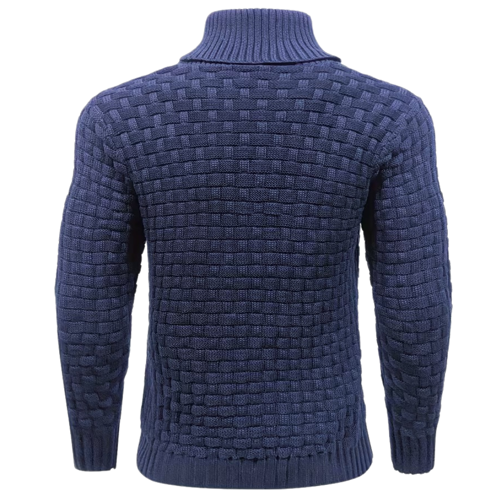 Casual Waffle Knit Lapel Button Sweater For Men