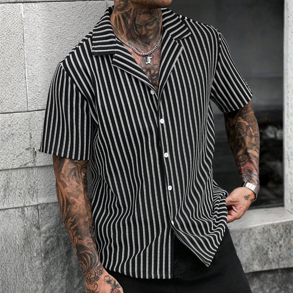 Casual Knit Jacquard Versatile Loose Shirt For Men