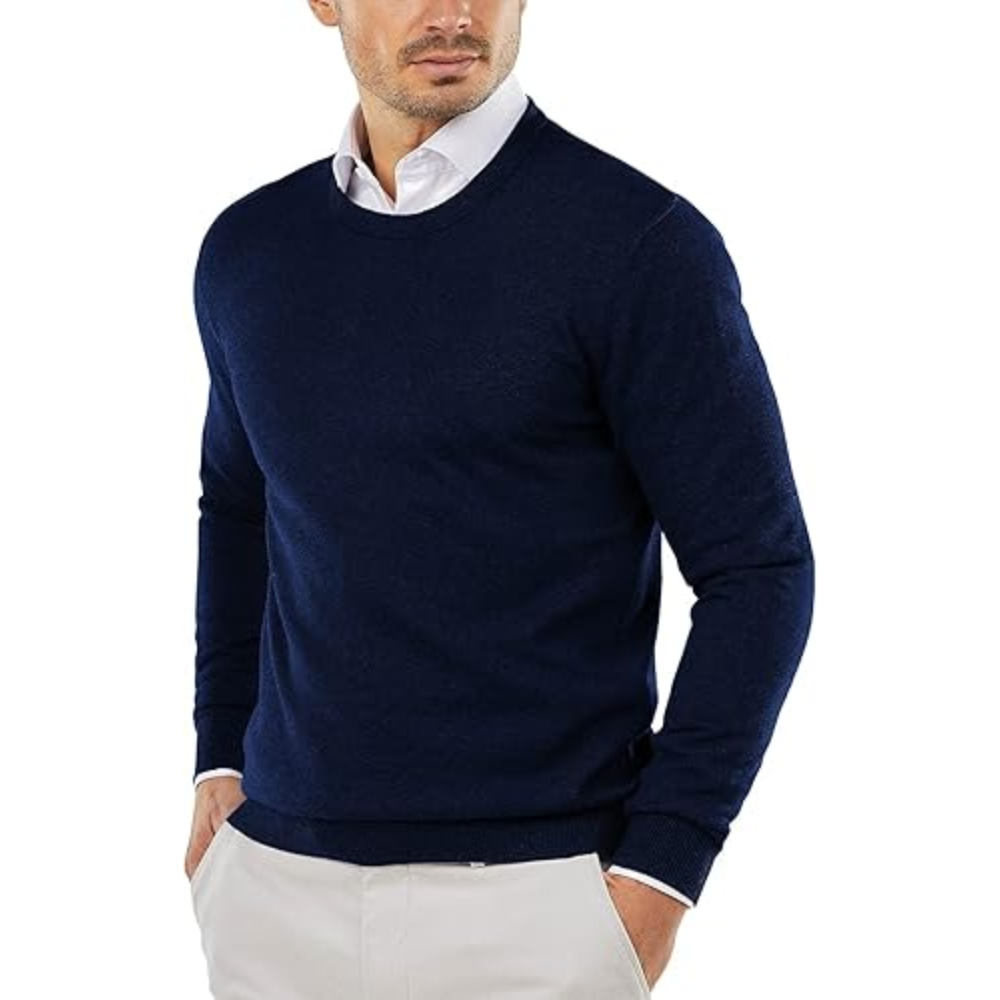 Men's Crew Neck Sweater Slim Fit Lightweight Sweatshirts Knitted Pullover for Casual Or Dressy Wear
