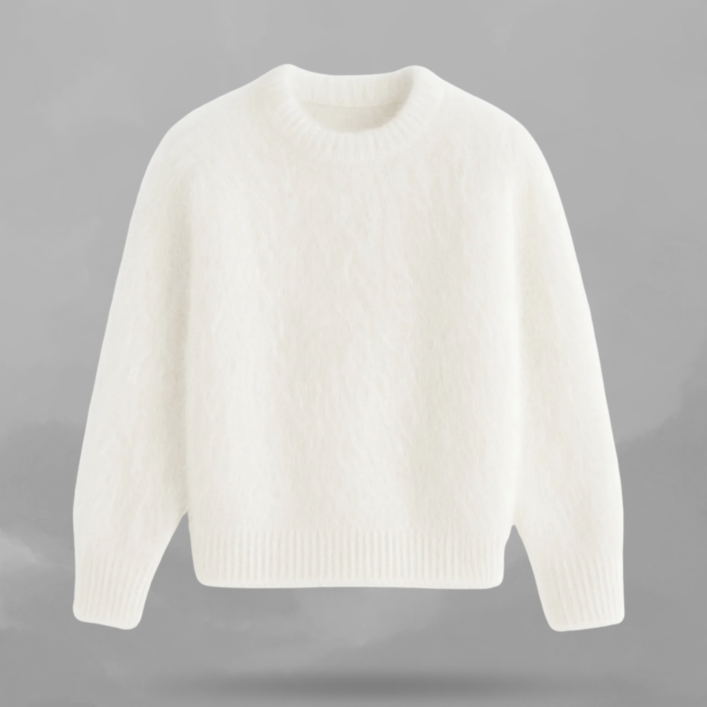 Soft Textured Mohair Knit Casual Sweater