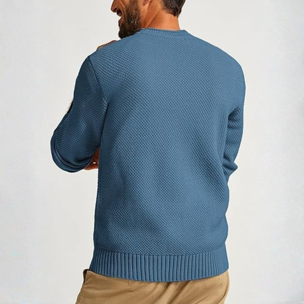  Mens Sweater Waffle Knit Crewneck Sweater Textured Long Sleeve Pullover
