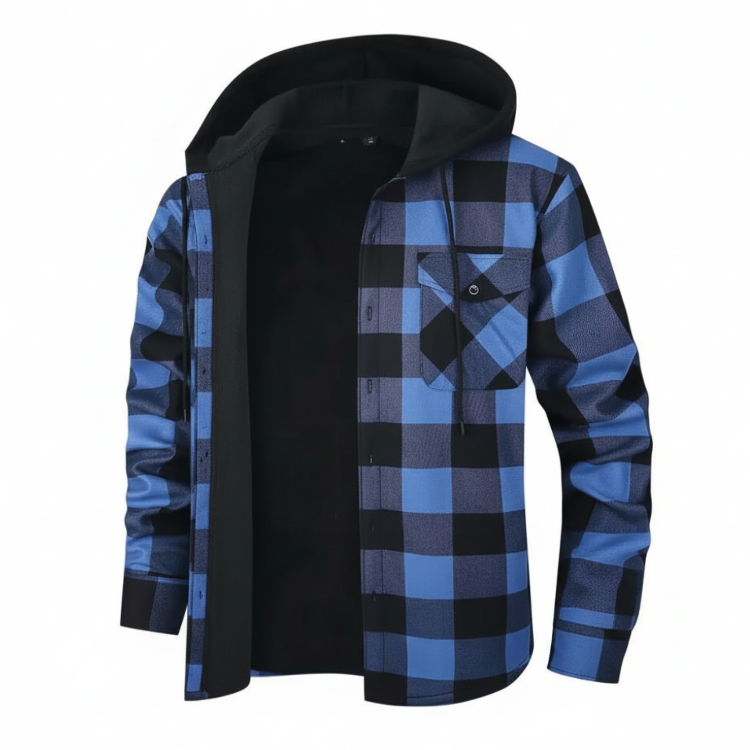 Thermal Flannel Plaid Winter Jacket With Pockets For Men