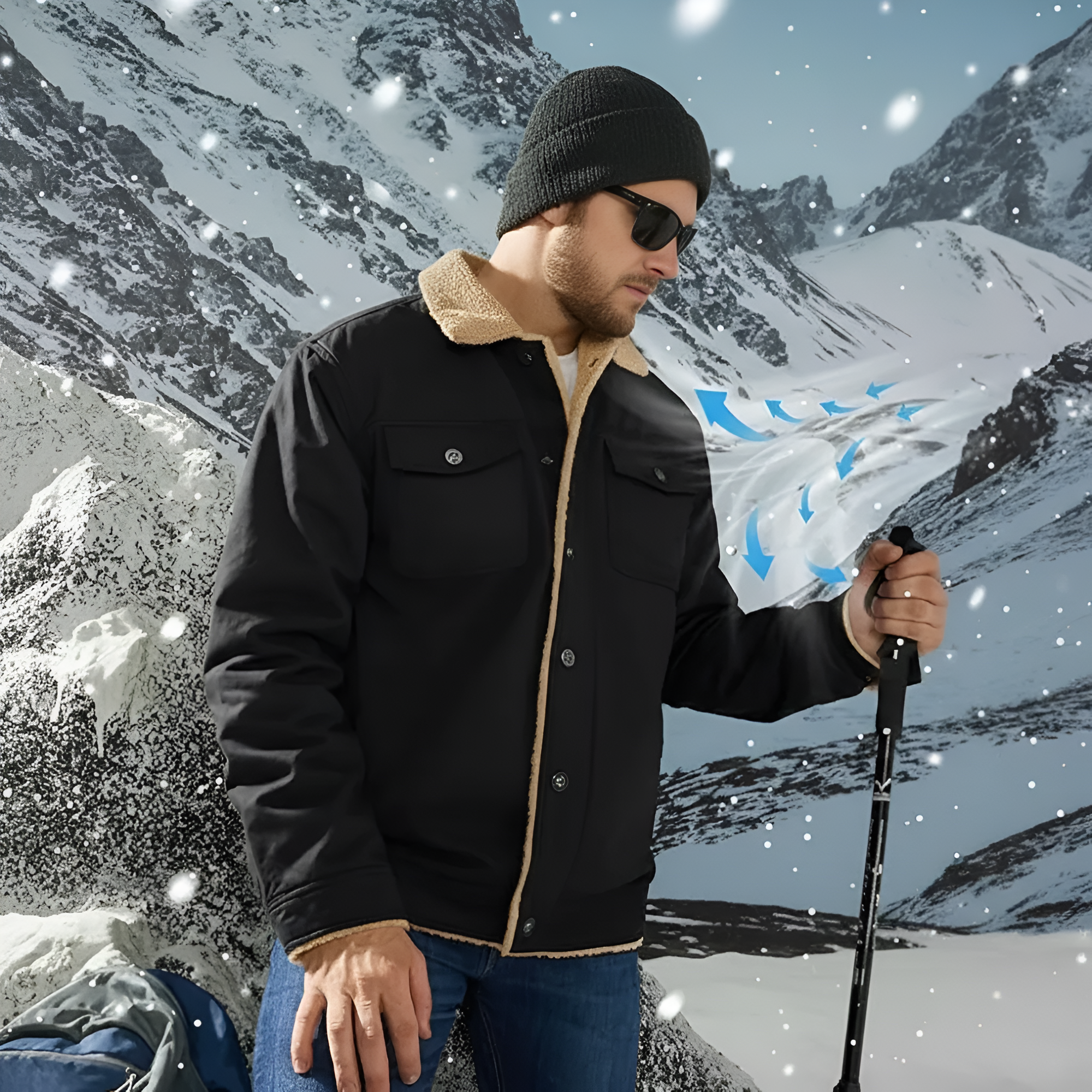 Thick Fleece Lined Utility Jacket For Men