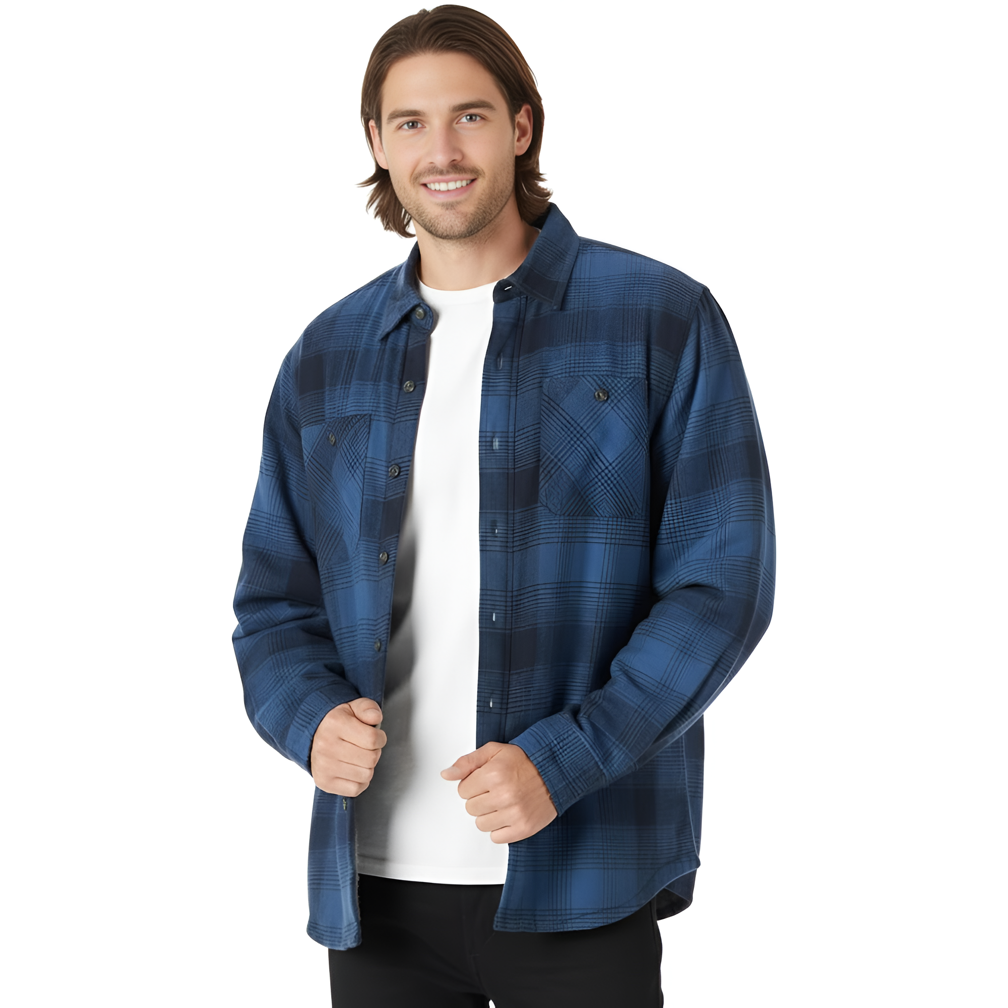 Mens Long Sleeve Sherpa Lined Shirt Jacket