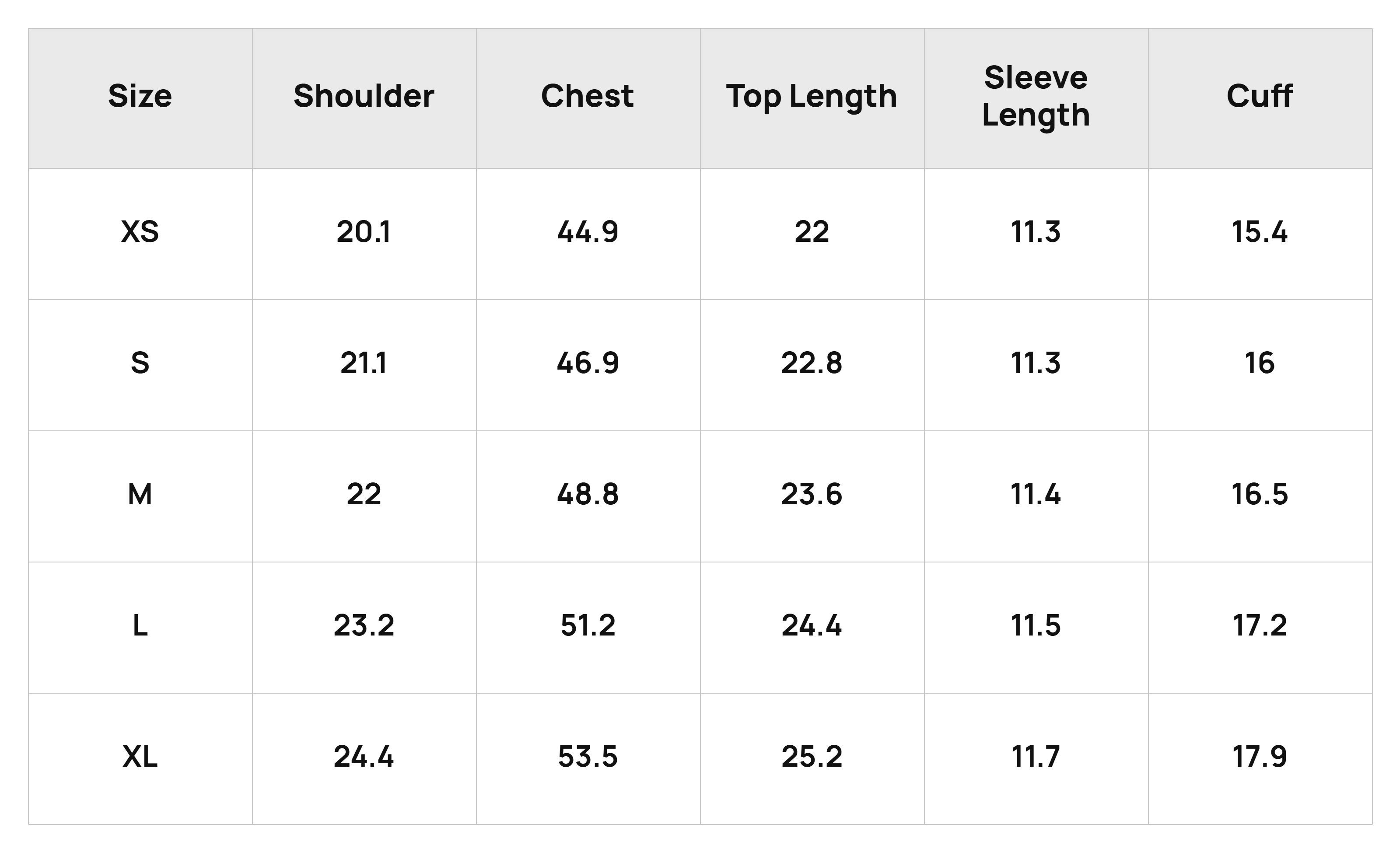 Size Chart