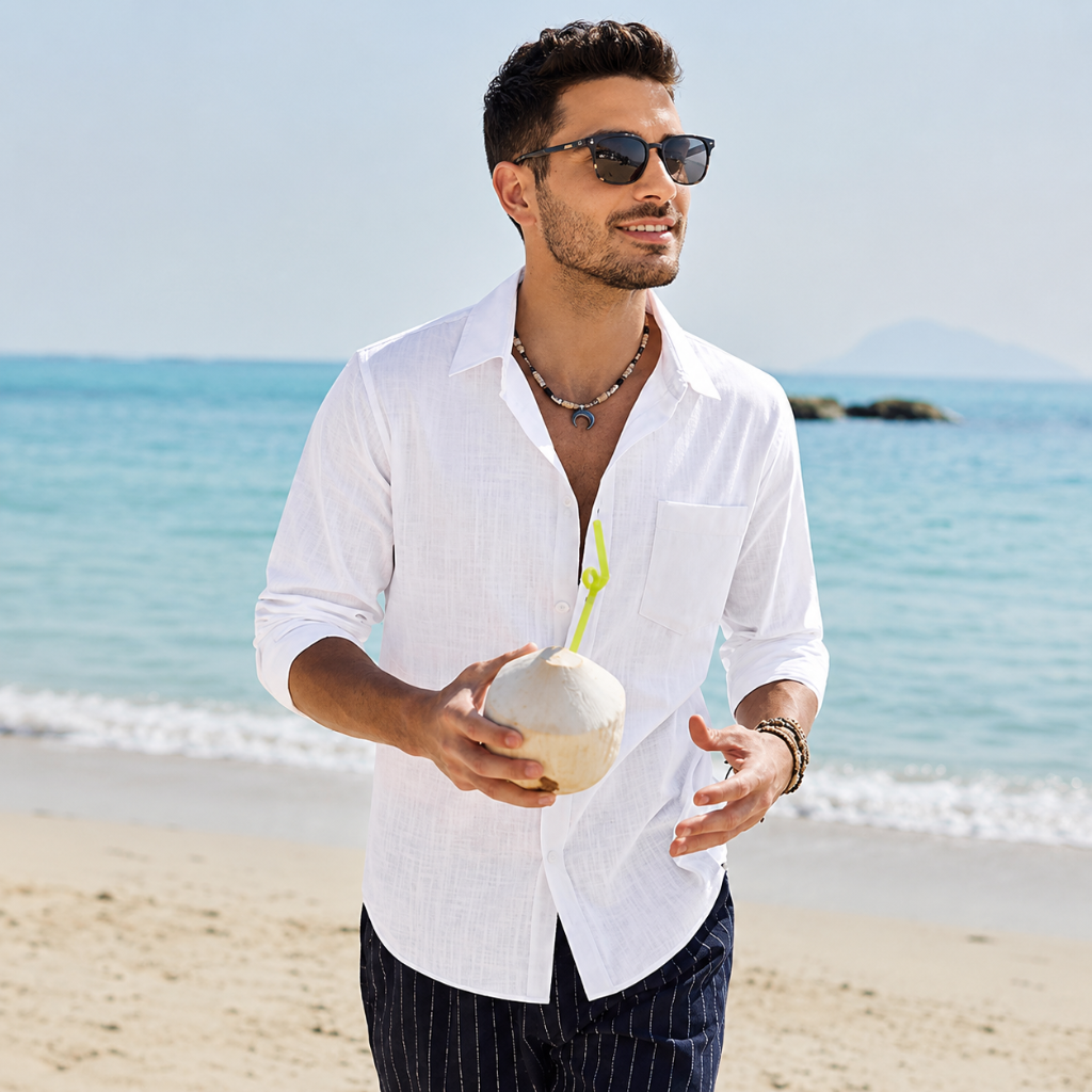 Long Sleeve Down Button Textured Shirts For Men