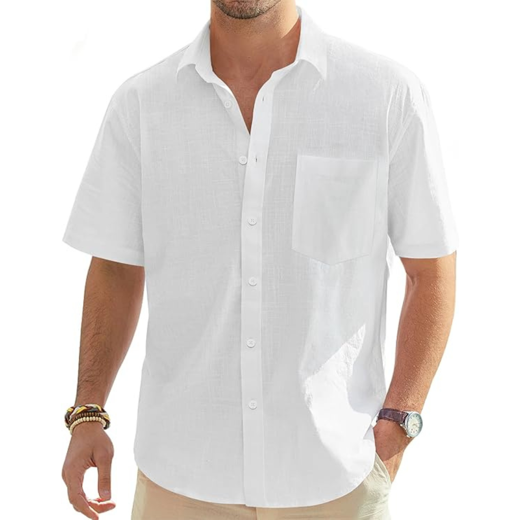 Casual Lightweight Short Sleeve Button Down Shirts For Men