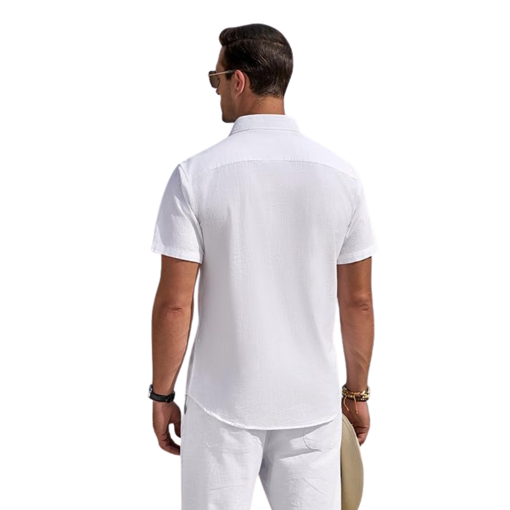 Casual Lightweight Short Sleeve Button Down Shirts For Men