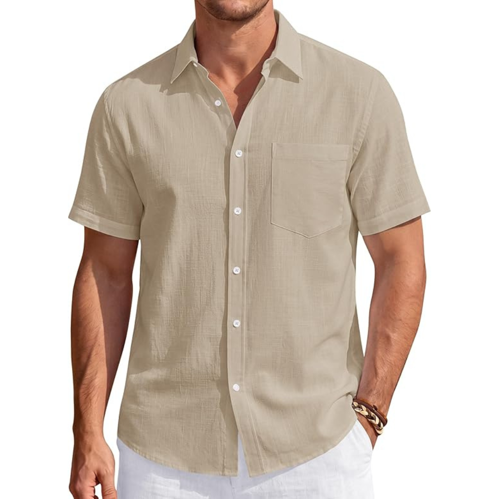 Casual Lightweight Short Sleeve Button Down Shirts For Men