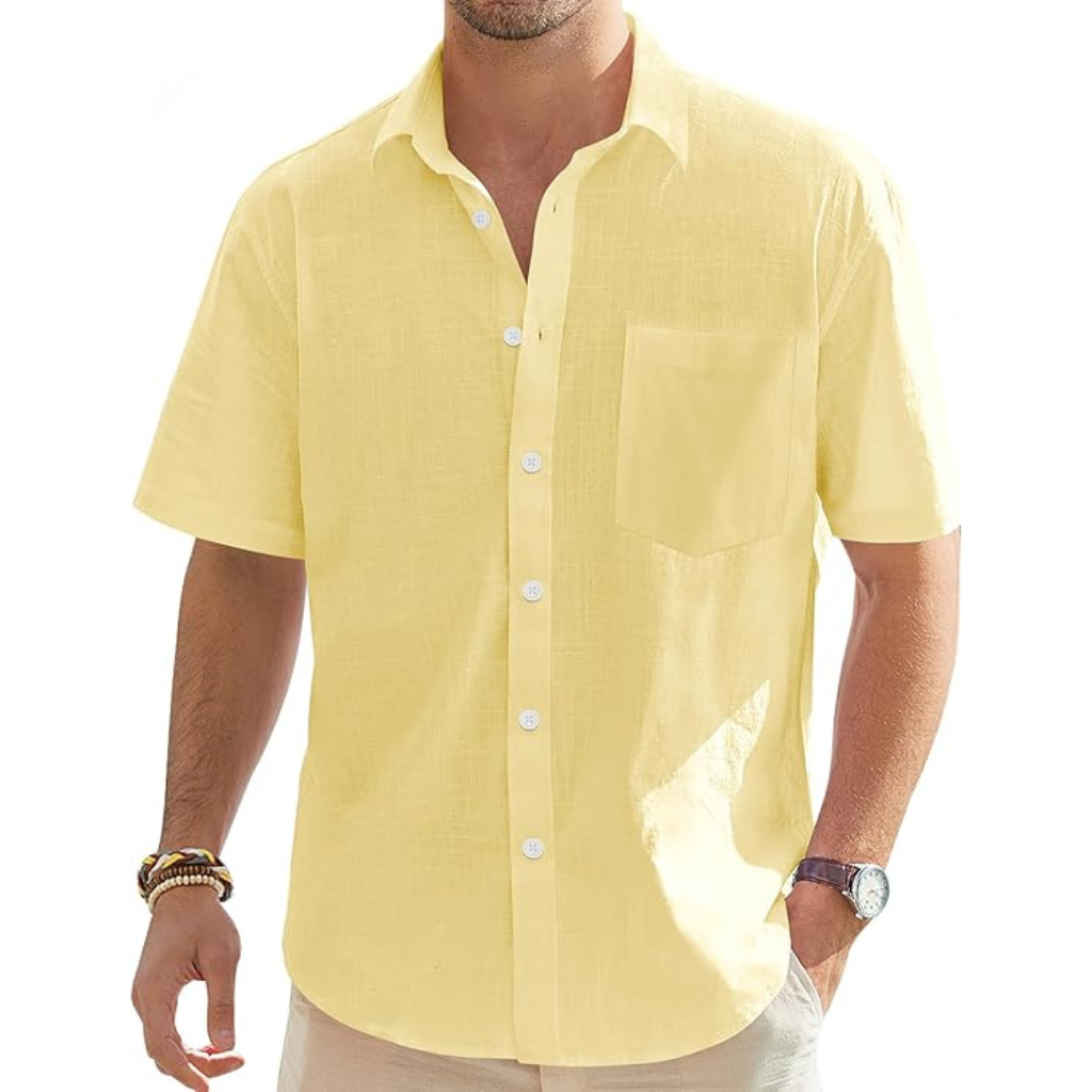 Casual Lightweight Short Sleeve Button Down Shirts For Men