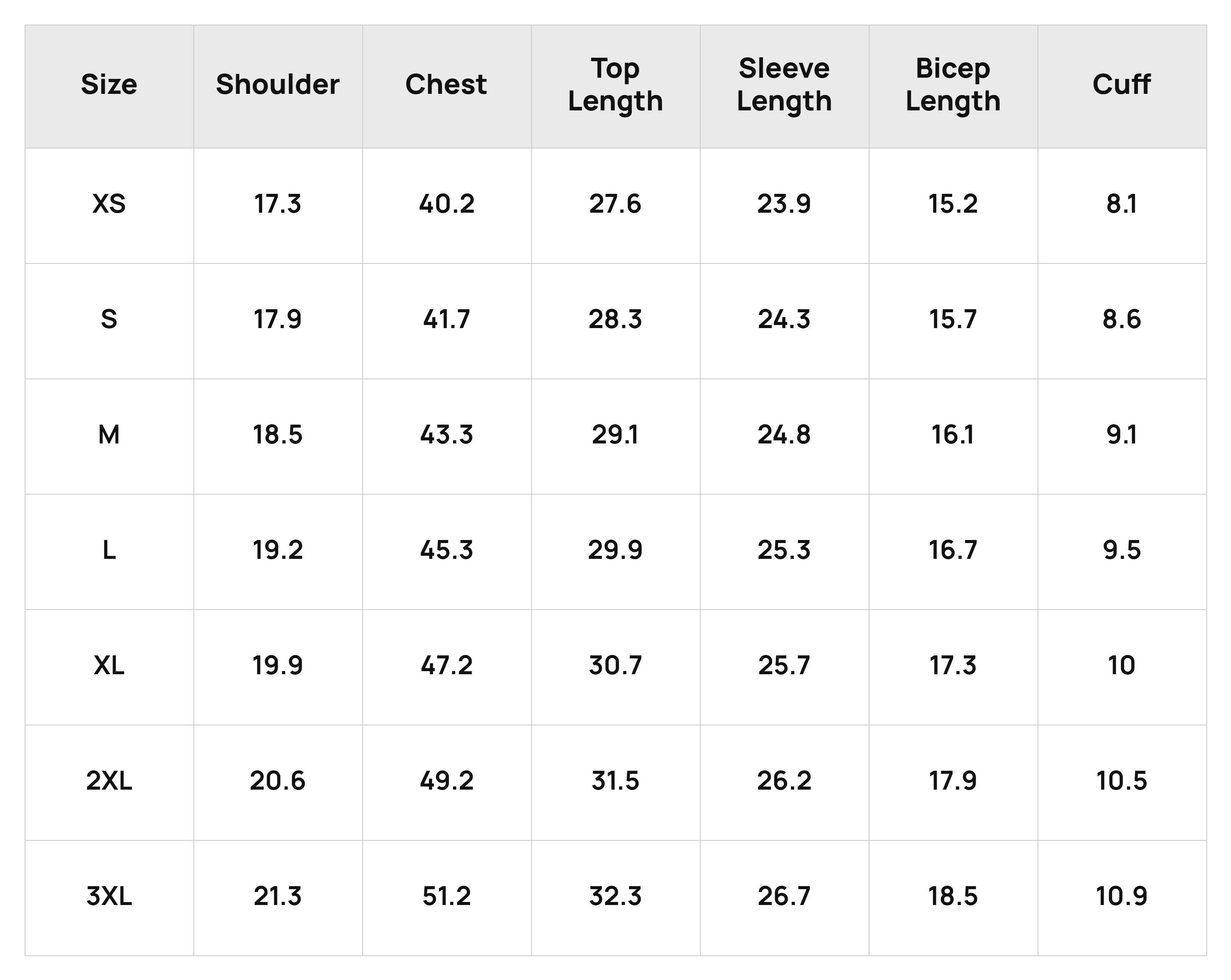 Size Chart