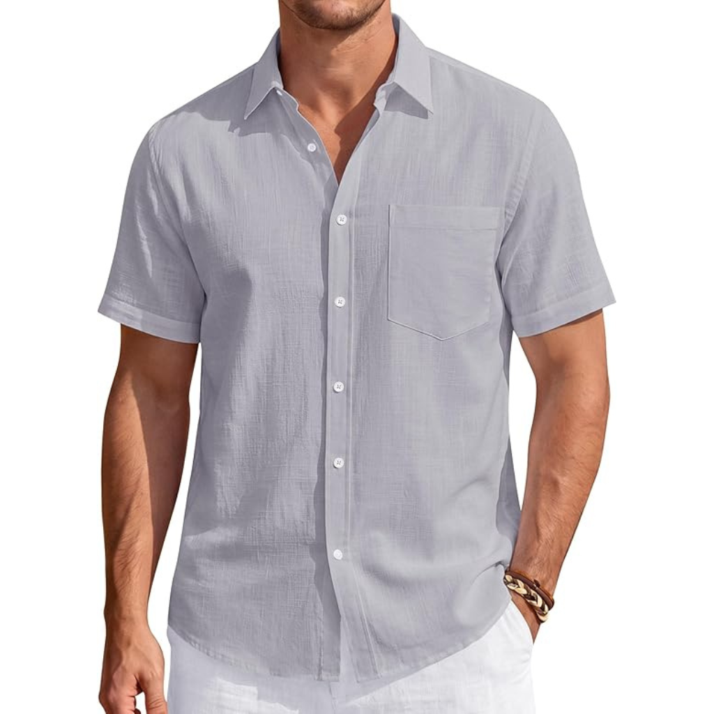 Casual Lightweight Short Sleeve Button Down Shirts For Men