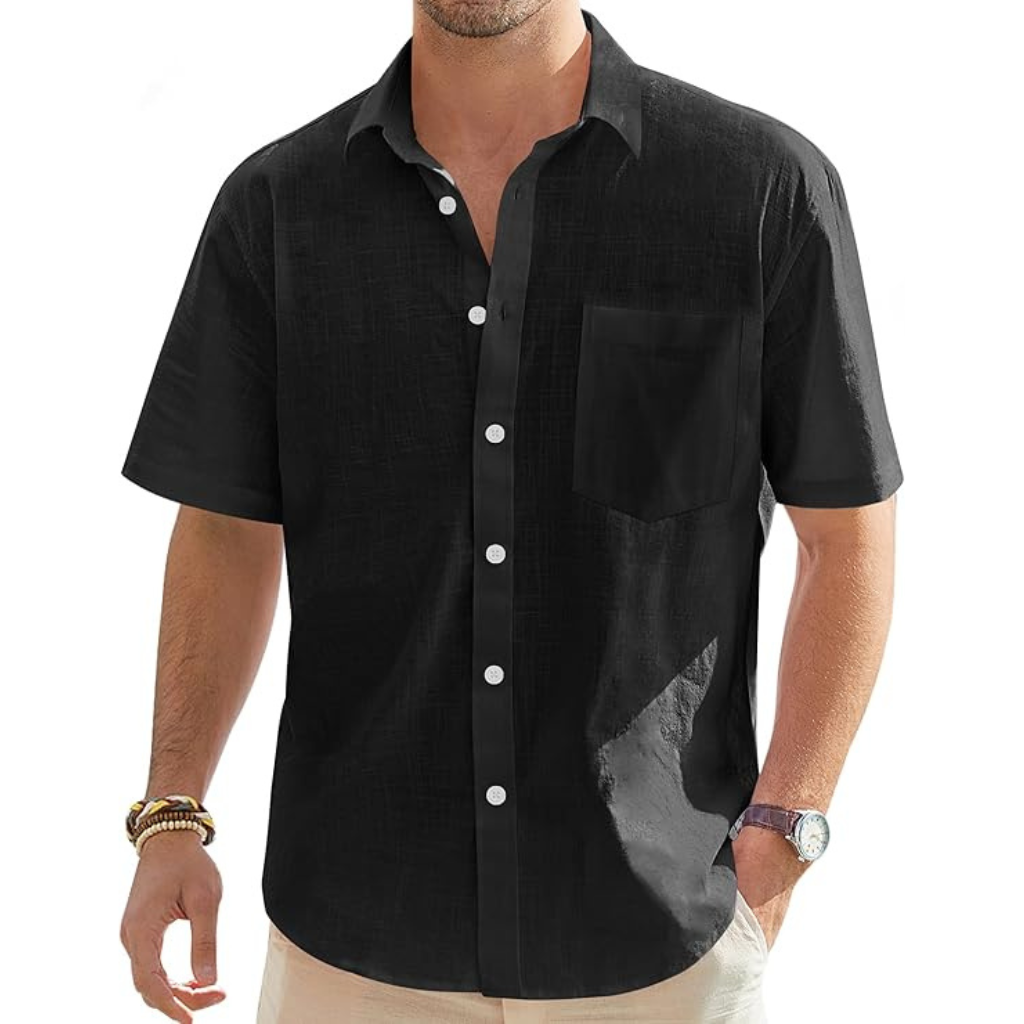 Casual Lightweight Short Sleeve Button Down Shirts For Men