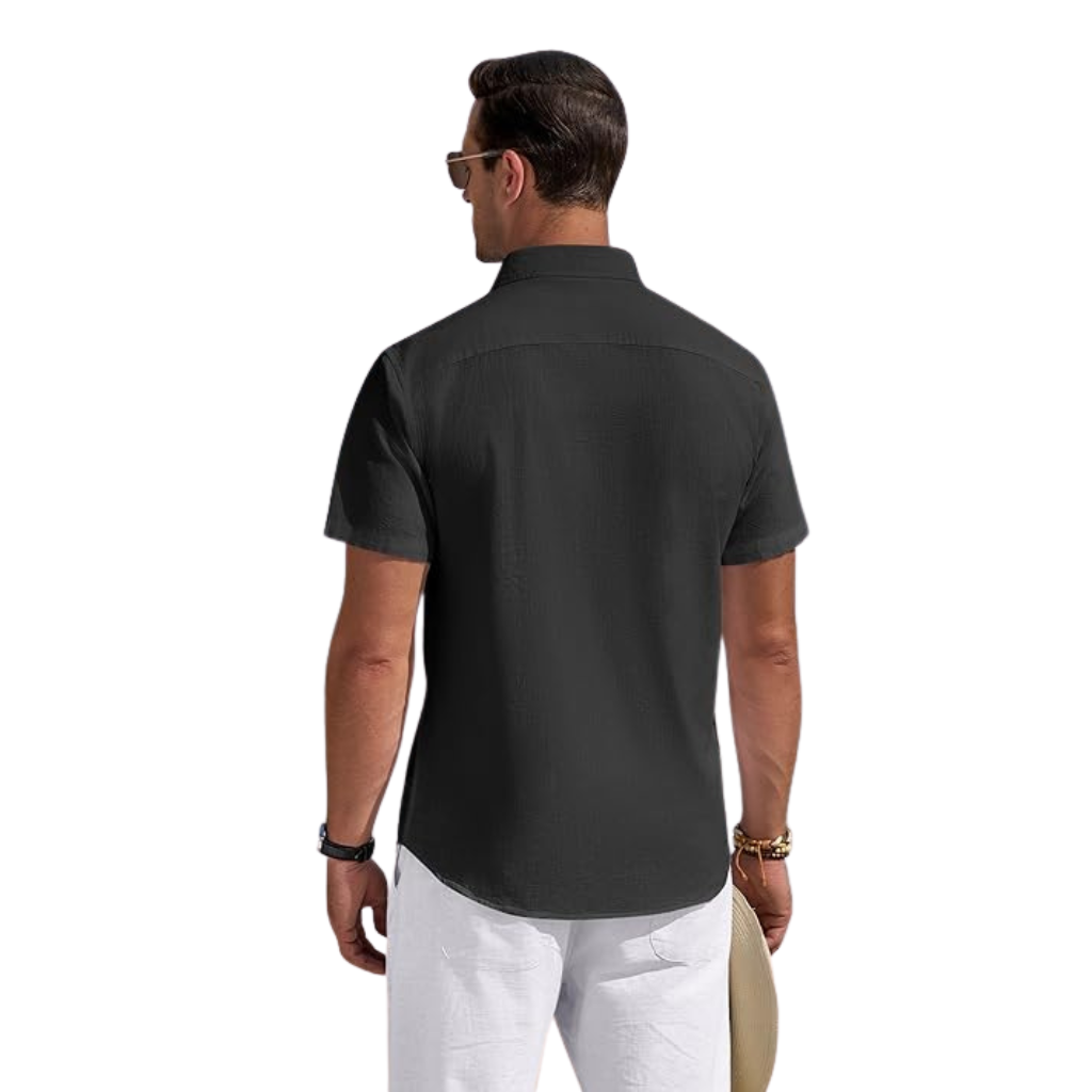 Casual Lightweight Short Sleeve Button Down Shirts For Men